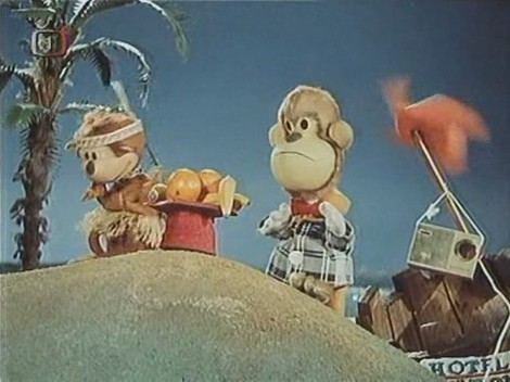 Opičáci Hup a Hop jsou hlavní hrdinové večerníčku Hup a Hop