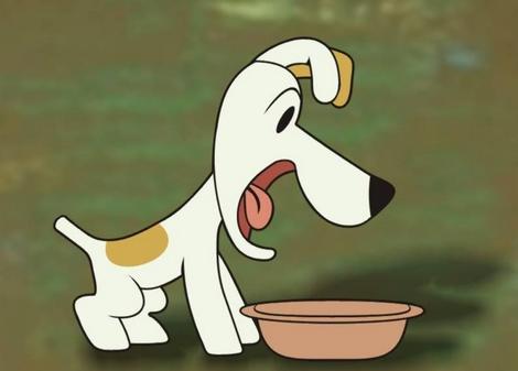 Reksio je bílo-hnědý pes, který žije ve své boudě na dvorku