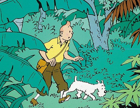 Tintin se svým větným psem Miloušem